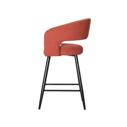 Tabouret de bar Léna tissu terracotta pieds métal noir Takasit - Le Dépôt Bailleul