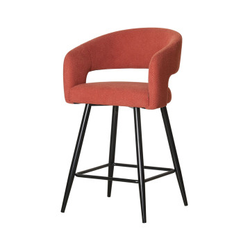 Tabouret de bar Léna tissu terracotta pieds métal noir Takasit - Le Dépôt Bailleul