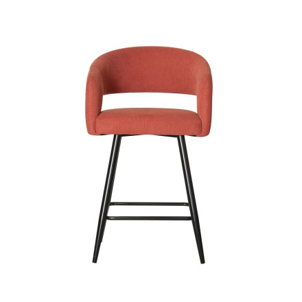 Tabouret de bar Léna tissu terracotta pieds métal noir Takasit - Le Dépôt Bailleul
