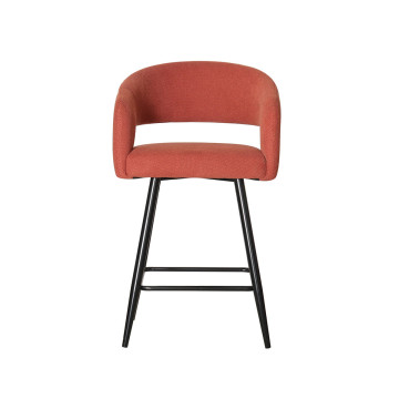 Tabouret de bar Léna tissu terracotta pieds métal noir Takasit - Le Dépôt Bailleul