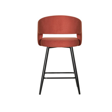 Tabouret de bar Léna tissu terracotta pieds métal noir Takasit - Le Dépôt Bailleul