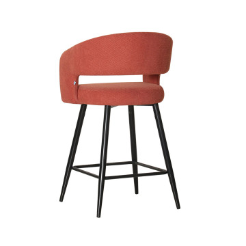Tabouret de bar Léna tissu terracotta pieds métal noir Takasit - Le Dépôt Bailleul
