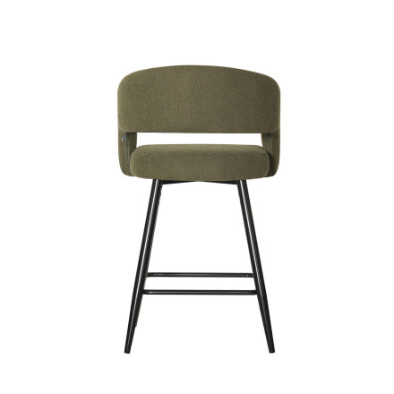Tabouret de bar Léna tissu vert pieds métal noir Takasit - Le Dépôt Bailleul