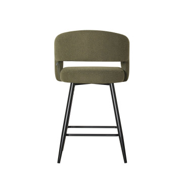 Tabouret de bar Léna tissu vert pieds métal noir Takasit - Le Dépôt Bailleul