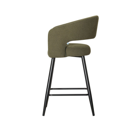 Tabouret de bar Léna tissu vert pieds métal noir Takasit - Le Dépôt Bailleul