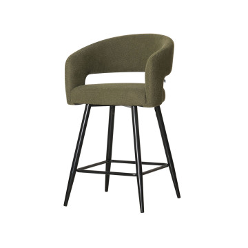 Tabouret de bar Léna tissu vert pieds métal noir Takasit - Le Dépôt Bailleul