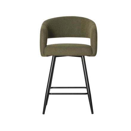 Tabouret de bar Léna tissu vert pieds métal noir Takasit - Le Dépôt Bailleul