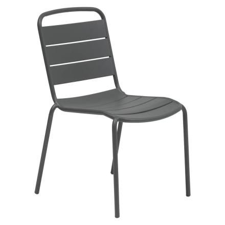 Chaise extérieure métal empilable Alegoria graphite Hespéride - Le Dépôt Bailleul