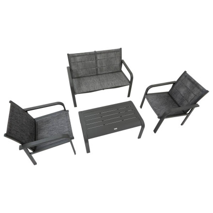 Salon de jardin 4 places aluminium Piazza gris cendré/graphite Hespéride - Le Dépôt Bailleul