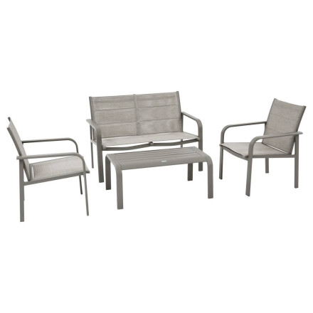 Salon de jardin 4 places aluminium Piazza chamois/café Hespéride - Le Dépôt Bailleul