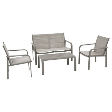 Salon de jardin 4 places aluminium Piazza chamois/café Hespéride - Le Dépôt Bailleul