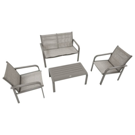 Salon de jardin 4 places aluminium Piazza chamois/café Hespéride - Le Dépôt Bailleul