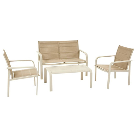 Salon de jardin 4 places aluminium Piazza lin/argile Hespéride - Le Dépôt Bailleul