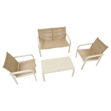 Salon de jardin 4 places aluminium Piazza lin/argile Hespéride - Le Dépôt Bailleul