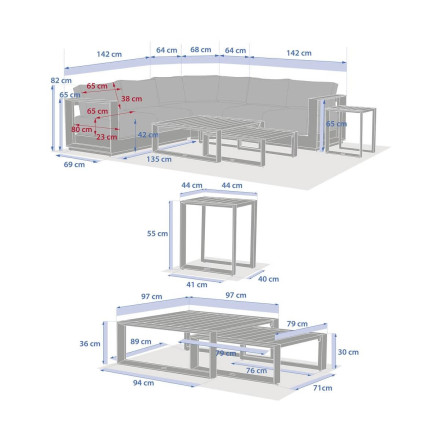 Salon d'angle extérieur Allure 5 places lin / avoine Hespéride - Le Dépôt Bailleul