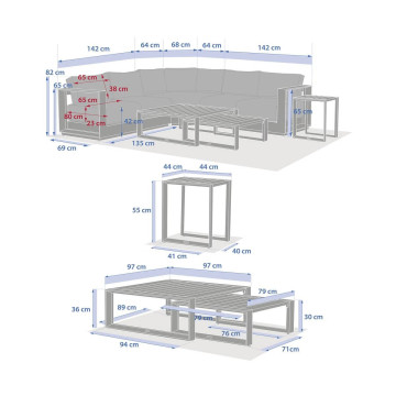 Salon d'angle extérieur Allure 5 places graphite Hespéride - Le Dépôt Bailleul