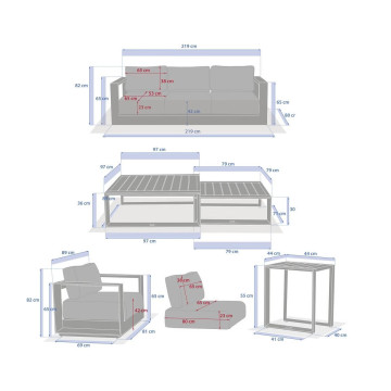 Salon extérieur Allure 5 places lin / avoine Hespéride - Le Dépôt Bailleul