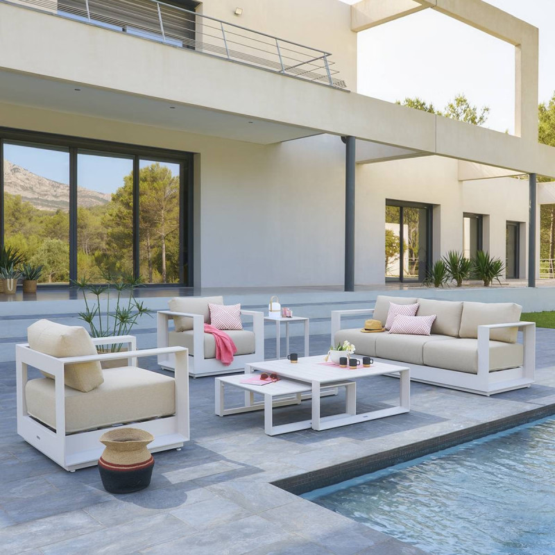 Salon extérieur Allure 5 places lin / avoine Hespéride - Le Dépôt Bailleul