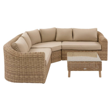 Salon d'angle extérieur 5 places résine tressée Mooréa savana Hespéride - Le Dépôt Bailleul