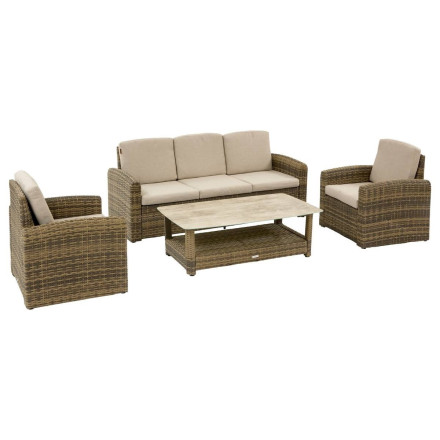 Salon extérieur 5 places résine tressée Sélénim naturae Hespéride - Le Dépôt Bailleul