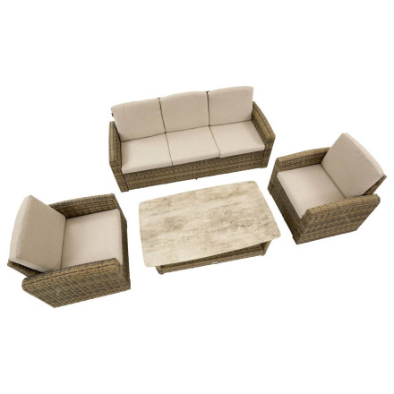 Salon extérieur 5 places résine tressée Sélénim naturae Hespéride - Le Dépôt Bailleul