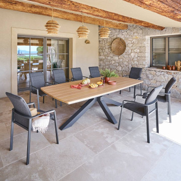 Table de jardin 10 places Oraclion effet bois pied étoile Hespéride - Le Dépôt Bailleul