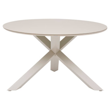 Table extérieure ronde 6 places aluminium Oryon argile Hespéride - Le Dépôt Bailleul