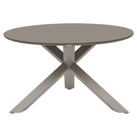 Table extérieure ronde 6 places aluminium Oryon café Hespéride - Le Dépôt Bailleul