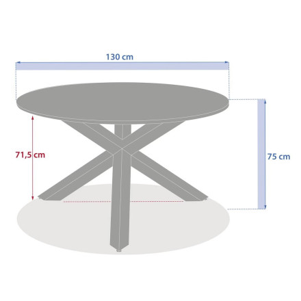 Table extérieure ronde 6 places aluminium Oryon acajou Hespéride - Le Dépôt Bailleul