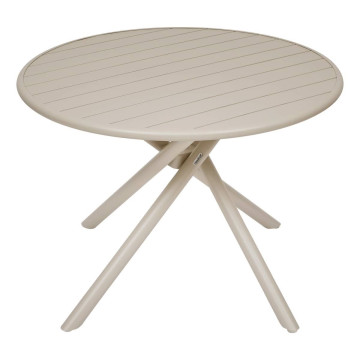 Table extérieure ronde 4 places aluminium Nébullia argile Hespéride - Le Dépôt Bailleul
