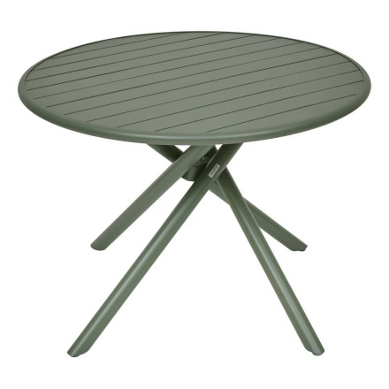 Table extérieure ronde 4 places aluminium Nébullia vert laurier Hespéride - Le Dépôt Bailleul