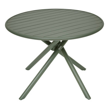 Table extérieure ronde 4 places aluminium Nébullia vert laurier Hespéride - Le Dépôt Bailleul