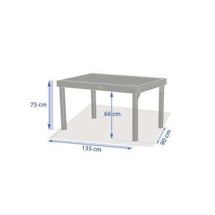 Table extérieure extensible 10 places Piazza verre imprimé épeautre argile Hespéride - Le Dépôt Bailleul