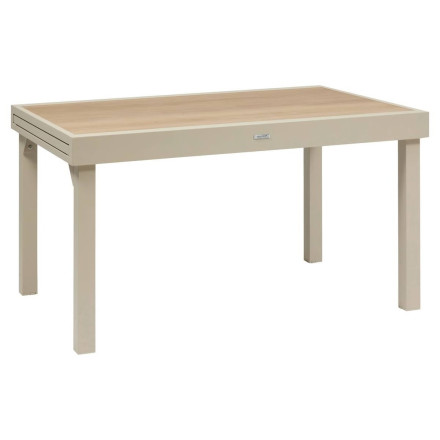 Table extérieure extensible 10 places Piazza verre imprimé épeautre argile Hespéride - Le Dépôt Bailleul