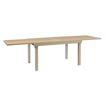 Table extérieure extensible 10 places Piazza verre imprimé épeautre argile Hespéride - Le Dépôt Bailleul