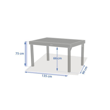 Table extérieure extensible 10 places Piazza verre imprimé truffe café Hespéride - Le Dépôt Bailleul
