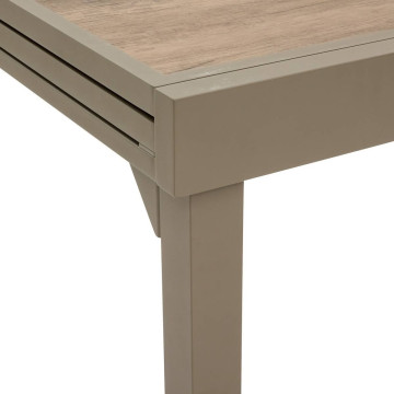 Table extérieure extensible 10 places Piazza verre imprimé truffe café Hespéride - Le Dépôt Bailleul