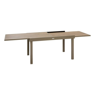 Table extérieure extensible 10 places Piazza verre imprimé truffe café Hespéride - Le Dépôt Bailleul