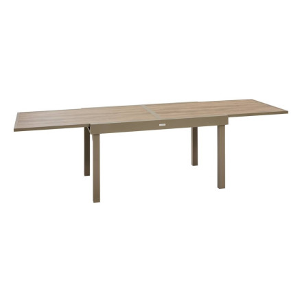 Table extérieure extensible 10 places Piazza verre imprimé truffe café Hespéride - Le Dépôt Bailleul