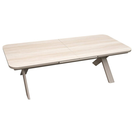Table extérieure extensible 12 places Volupty pierre frittée sarrasin / café Hespéride - Le Dépôt Bailleul