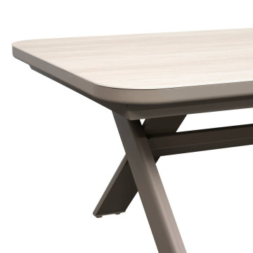 Table extérieure extensible 12 places Volupty pierre frittée sarrasin / café Hespéride - Le Dépôt Bailleul