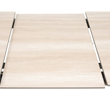 Table extérieure extensible 12 places Volupty pierre frittée sarrasin / café Hespéride - Le Dépôt Bailleul