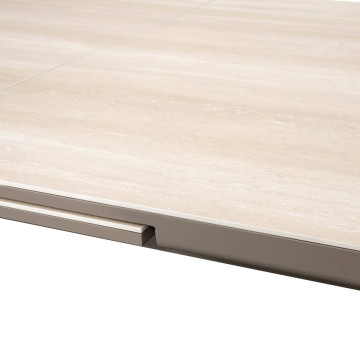 Table extérieure extensible 12 places Volupty pierre frittée sarrasin / café Hespéride - Le Dépôt Bailleul