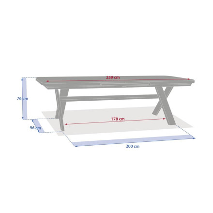 Table extérieure extensible 12 places Volupty pierre frittée ficelle / argile Hespéride - Le Dépôt Bailleul