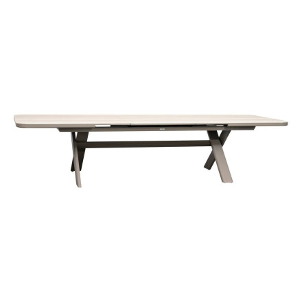 Table extérieure extensible 12 places Volupty pierre frittée ficelle / argile Hespéride - Le Dépôt Bailleul