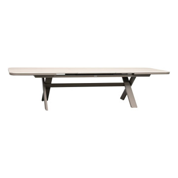 Table extérieure extensible 12 places Volupty pierre frittée ficelle / argile Hespéride - Le Dépôt Bailleul
