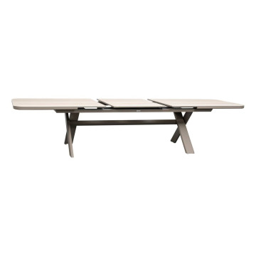 Table extérieure extensible 12 places Volupty pierre frittée ficelle / argile Hespéride - Le Dépôt Bailleul