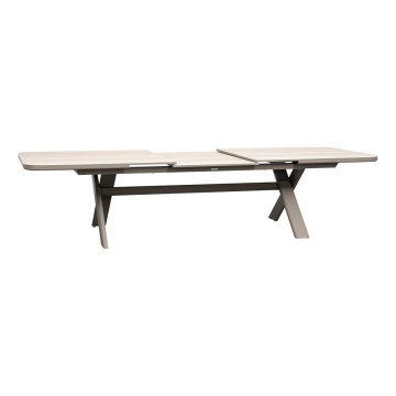 Table extérieure extensible 12 places Volupty pierre frittée ficelle / argile Hespéride - Le Dépôt Bailleul