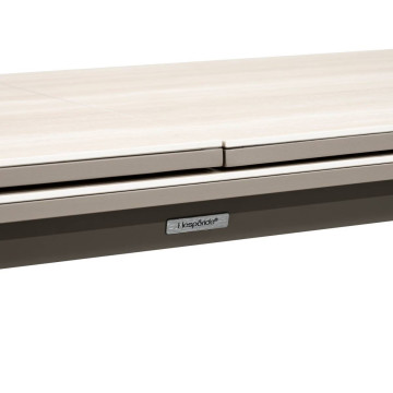 Table extérieure extensible 12 places Volupty pierre frittée ficelle / argile Hespéride - Le Dépôt Bailleul