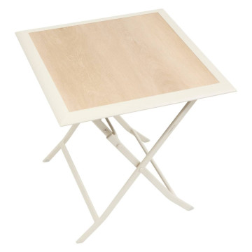 Table extérieure pliante 2 places Azua verre effet bois épeautre argile Hespéride - Le Dépôt Bailleul